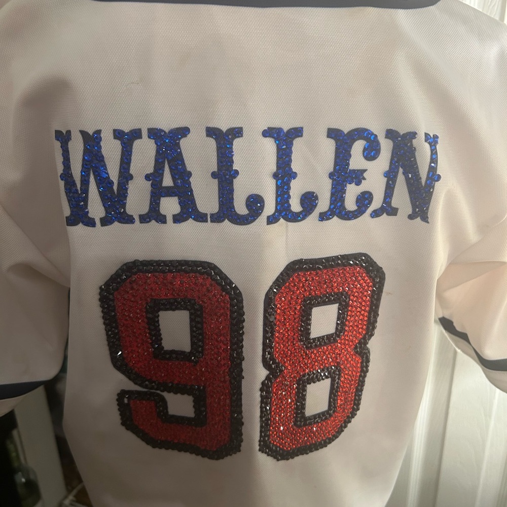 Morgan Wallen White Braves Jersey Wallen 98 - Picture 6 of 8
